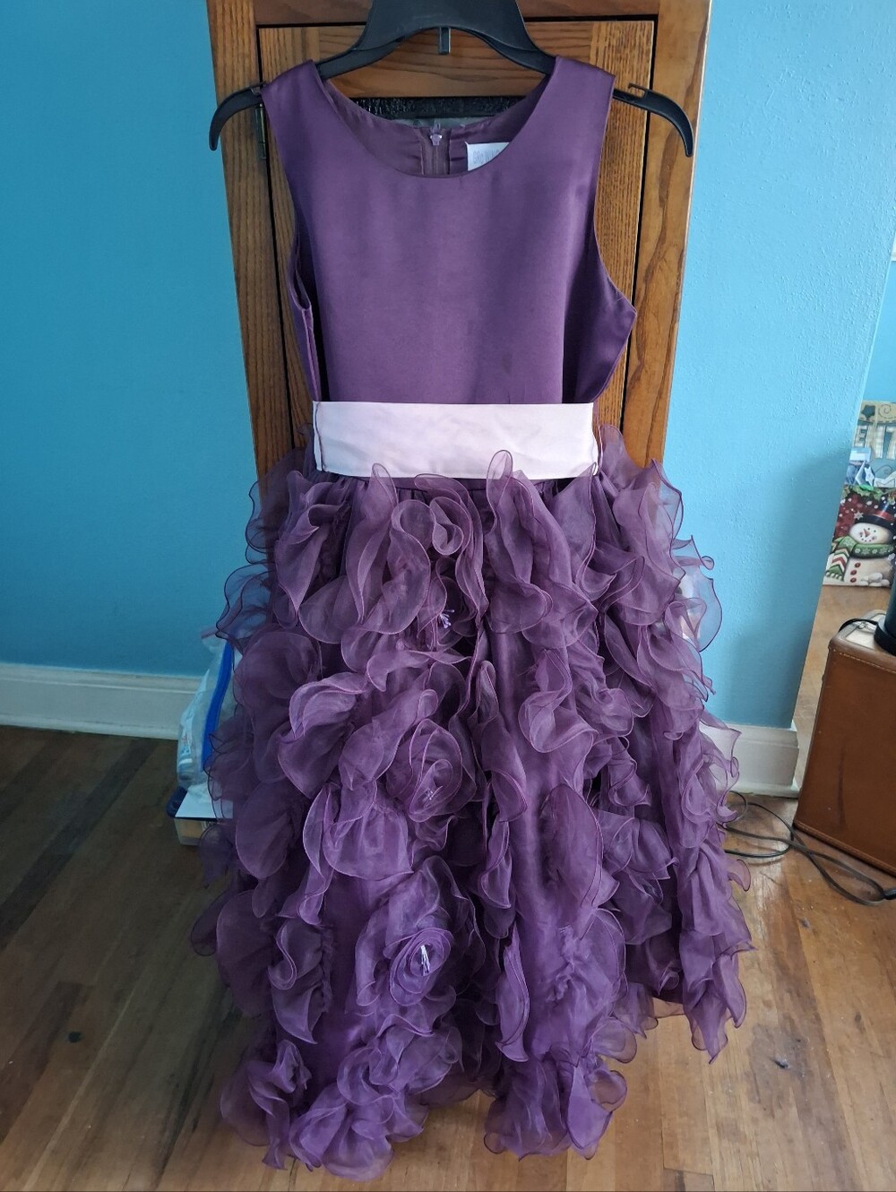GROWING UP GIRLS 14 PURPLE RUFFLED LAYER TULLE CRINOLINE SKIRT FANCY FORMAL DRES